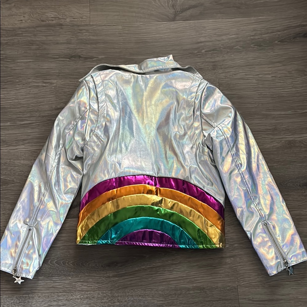 Lola + The Boys Silver Iridescent Moto Jacket - Picture 5 of 7